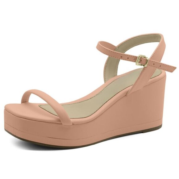Blush Nude Strappy Platform Wedge - Picture 1 of 1